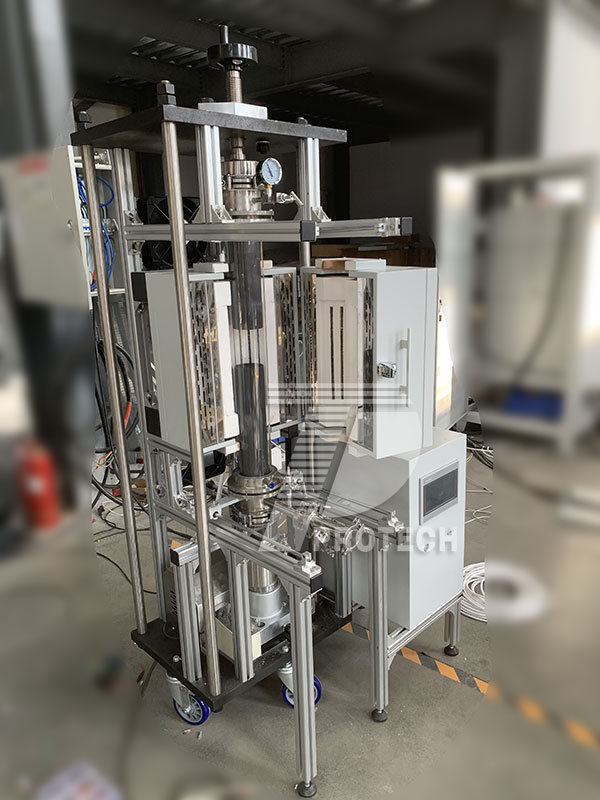 Actual photo of Protech vertical hot press vacuum tube furnace