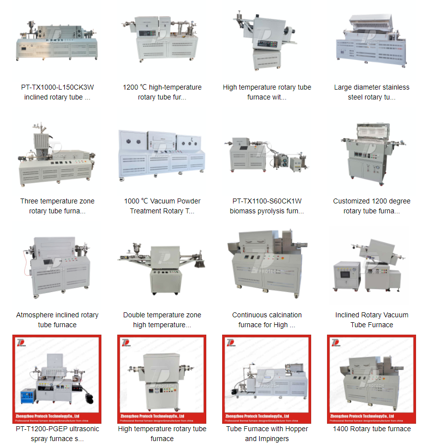 Various types and configurations of experimental rotary furnaces (click on the image to view more experimental rotary furnaces)