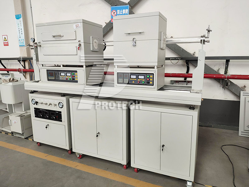 CVD experimental tube furnace with sliding mechanism for rapid temperature rise and fall (click on the image to view product details)