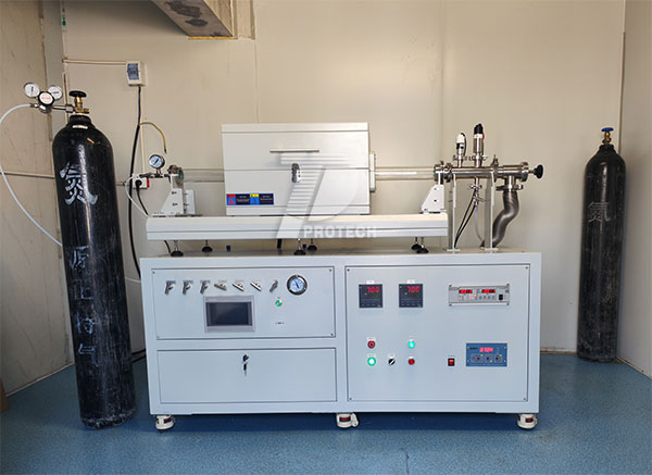 Actual photo of 1200  dual temperature zone slide CVD tube furnace