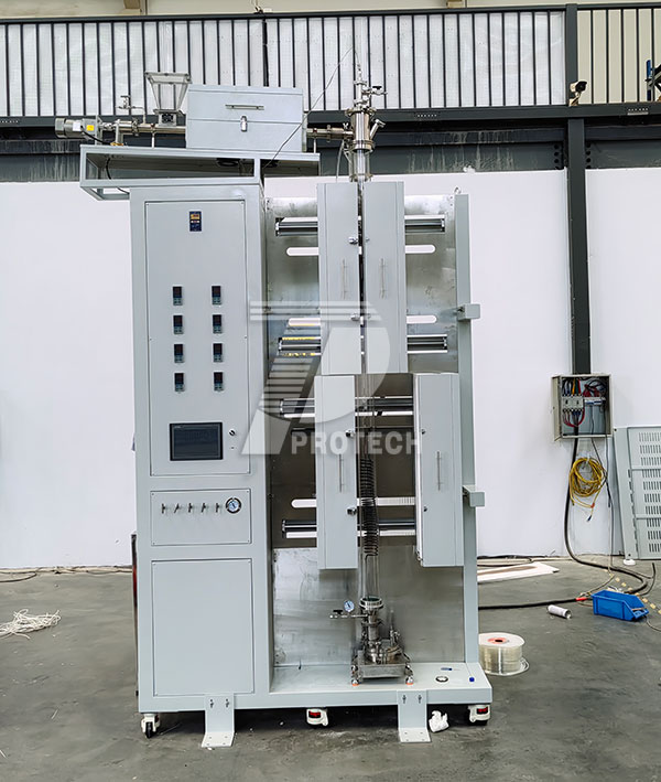 Real time photo of a large vertical tube with preheating